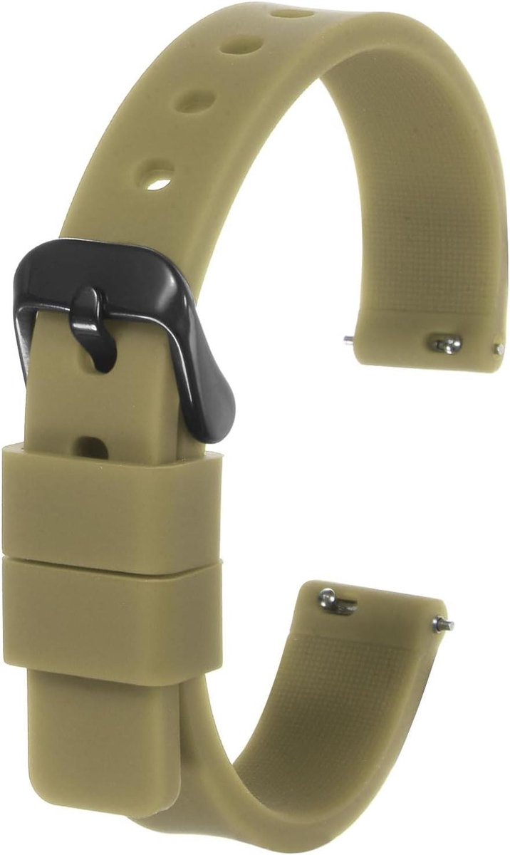 Allecto Plus - Siliconen horlogebandje 16 mm breed met snelsluiting | Zachte rubberen reserveband zwarte roestvrijstalen sluiting | Mannen en vrouwen | Lichtgeel