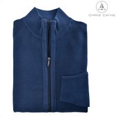 Chris Cayne herenvest - XL - blauw - steekzakken - structuur - valt ruim - met stretch - Dun vest - Katoen - gebreid - rits