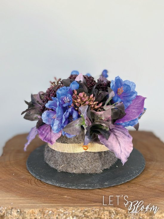 Bloementuin op schaal blauw-groen | Zijdebloemen | Natuurlijk bloemen by Ellen - Natuurlijk bloemen by Ellen | Made | Zijdebloemen