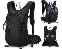 15L waterdichte fietsrugzak voor skiën, fietsen, lichtgewicht, herenrugzak, sport, mountainbike, kamperen, wandelen, hydratatiepakket - zwart