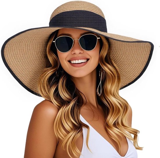 Zylioo Oversized XXL strohoed voor dames, extra grote strandhoeden met Zylioo Oversized XXL strohoed voor dames, extra grote strandhoeden met