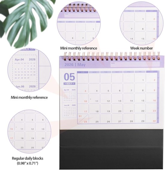 Bureaukalender 2026-2027, staande klapbureaukalender van januari 2026