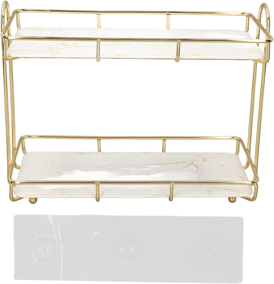 Allecto plus - Badkamerplank Staande scheidingswand Cosmetische opbergrekhouder Goud voor Kaptafels en Slaapkamers - Mały 31x23cm
