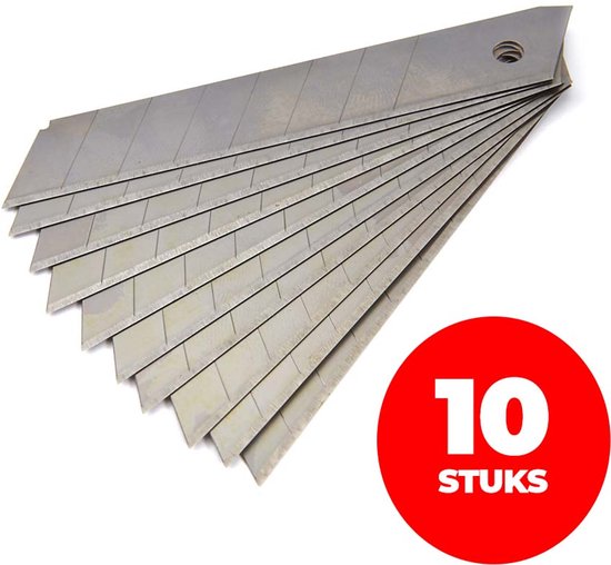 Foto: Afbreekmesjes 18 mm 10 stuks reservemesjes stanleymessen met opbergdoosje hoge kwaliteit