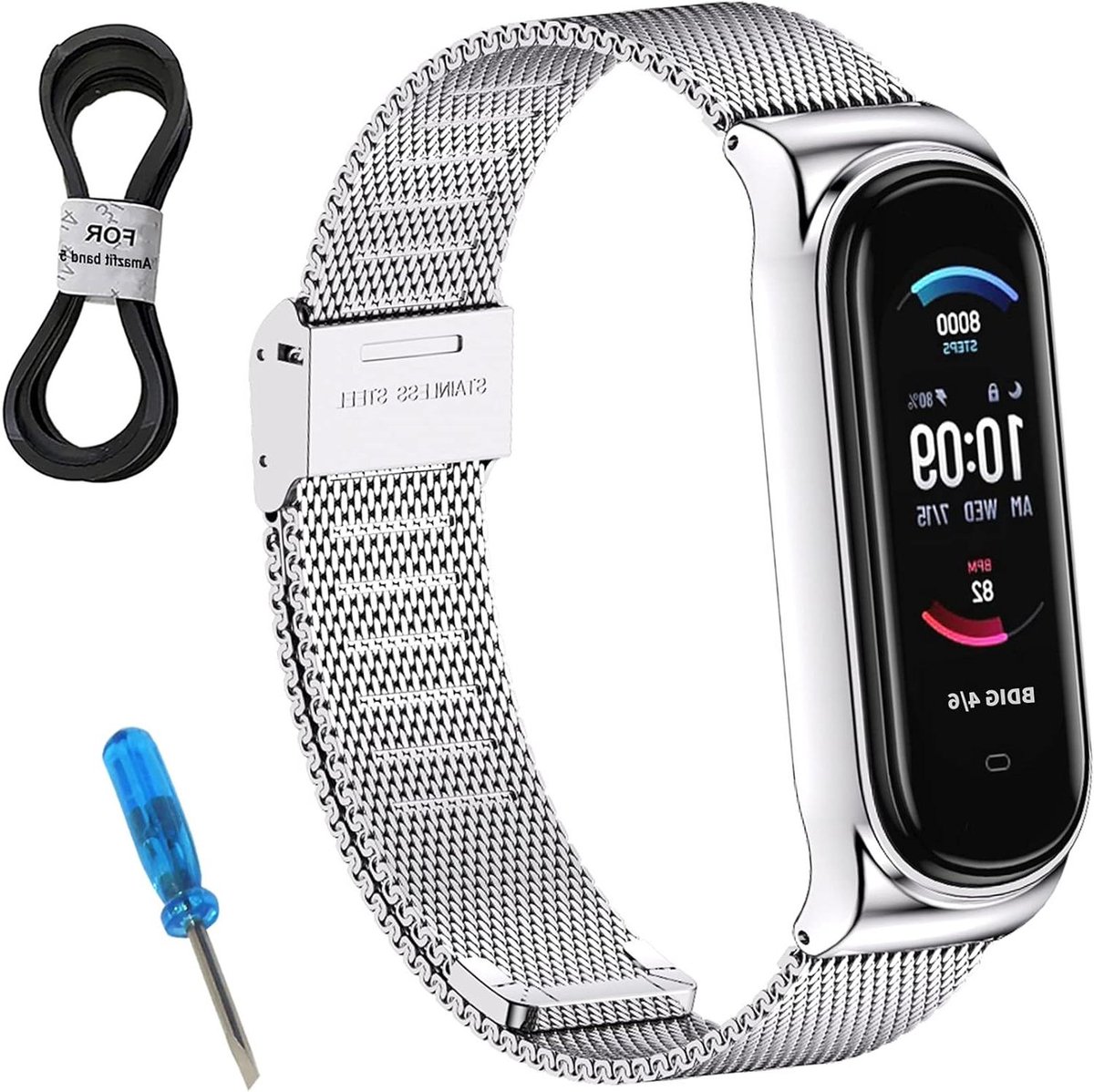 Allecto plus - Metalen reservearmband voor slimme band - Waterdicht en roestvrij staal - Accessoires horlogeband slimme band (No Watch Host)
