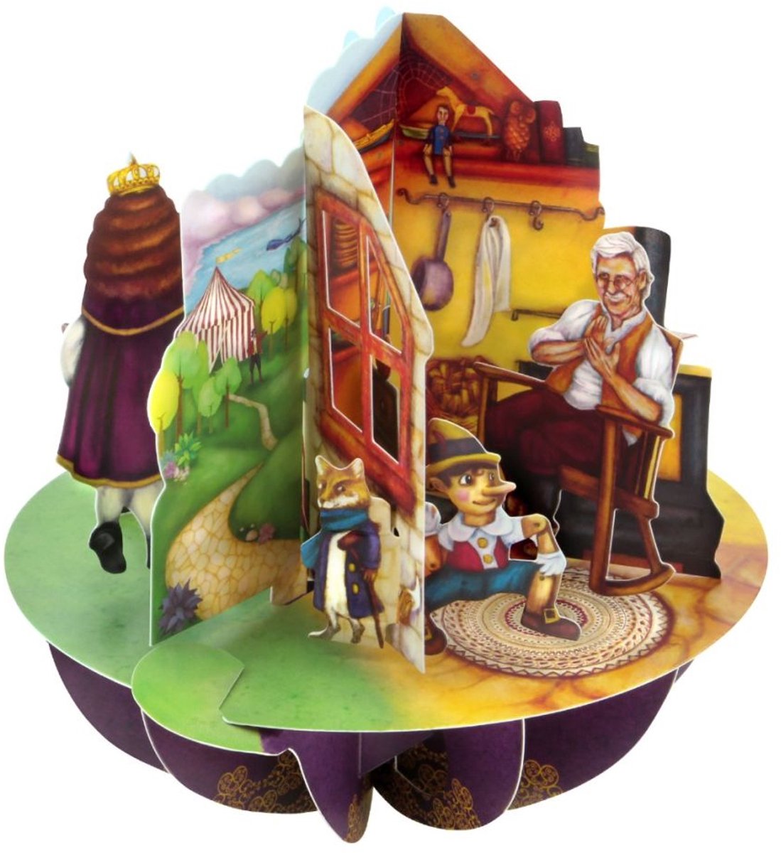 3D Kaart Aladdin, Puss in Boots and pinocchio- Santoro London Pirouettes