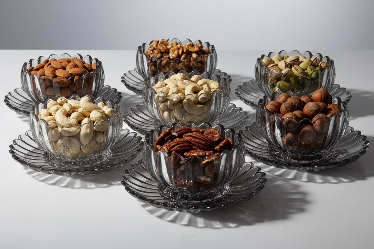 Tobeyz - Set van 6 schaaltjes - Glazen schalen - Kommetjes, serveer schaaltjes - glas - Voor Nootjes, Dessert, Salade, Snacks, Hapjes, Fruit