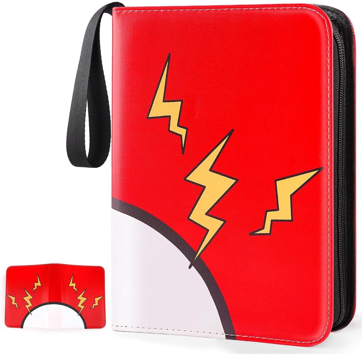 Adore Maison Verzamelmap Bliksem Design– 900 Kaarten – Geschikt voor Pokémon kaarten - 9-Pocket A4 Verzamelalbum met Rits – 50 Pagina’s – Luxe PU-Leren Kaft – Voor Trading Cards