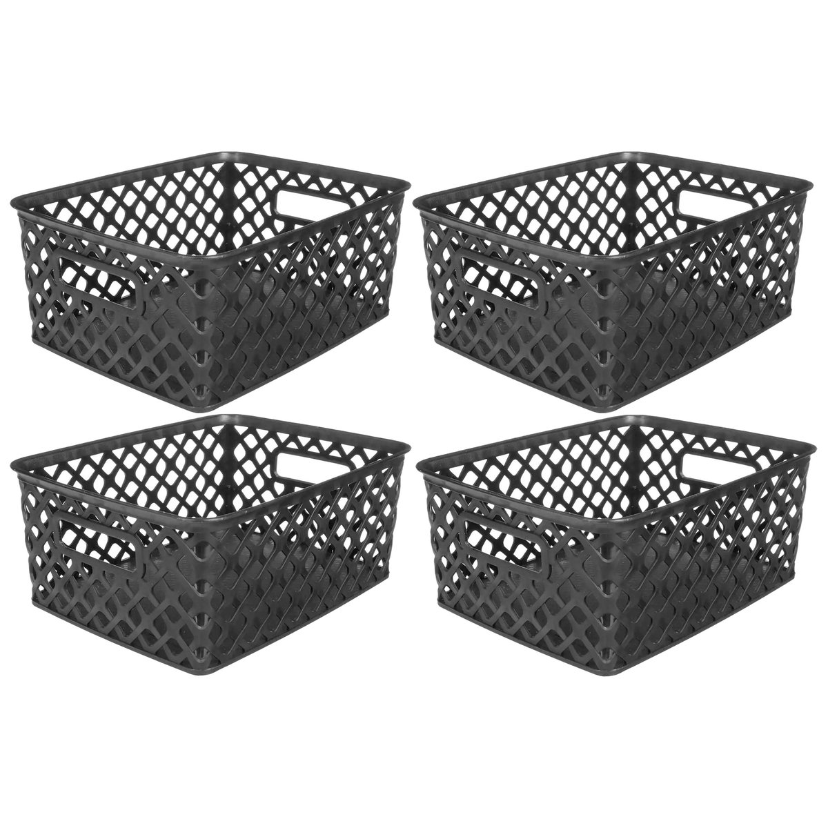 5Five® 5Five Opbergmand/box van kunststof - 4x - zwart - 19 x 25 x 10 cm - 4 liter