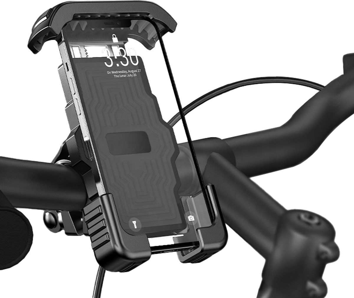 Perfeqt Telefoonhouder Fiets & Motor - Universele Smartphone Houder - Schokbestendig & Verstelbaar - Black