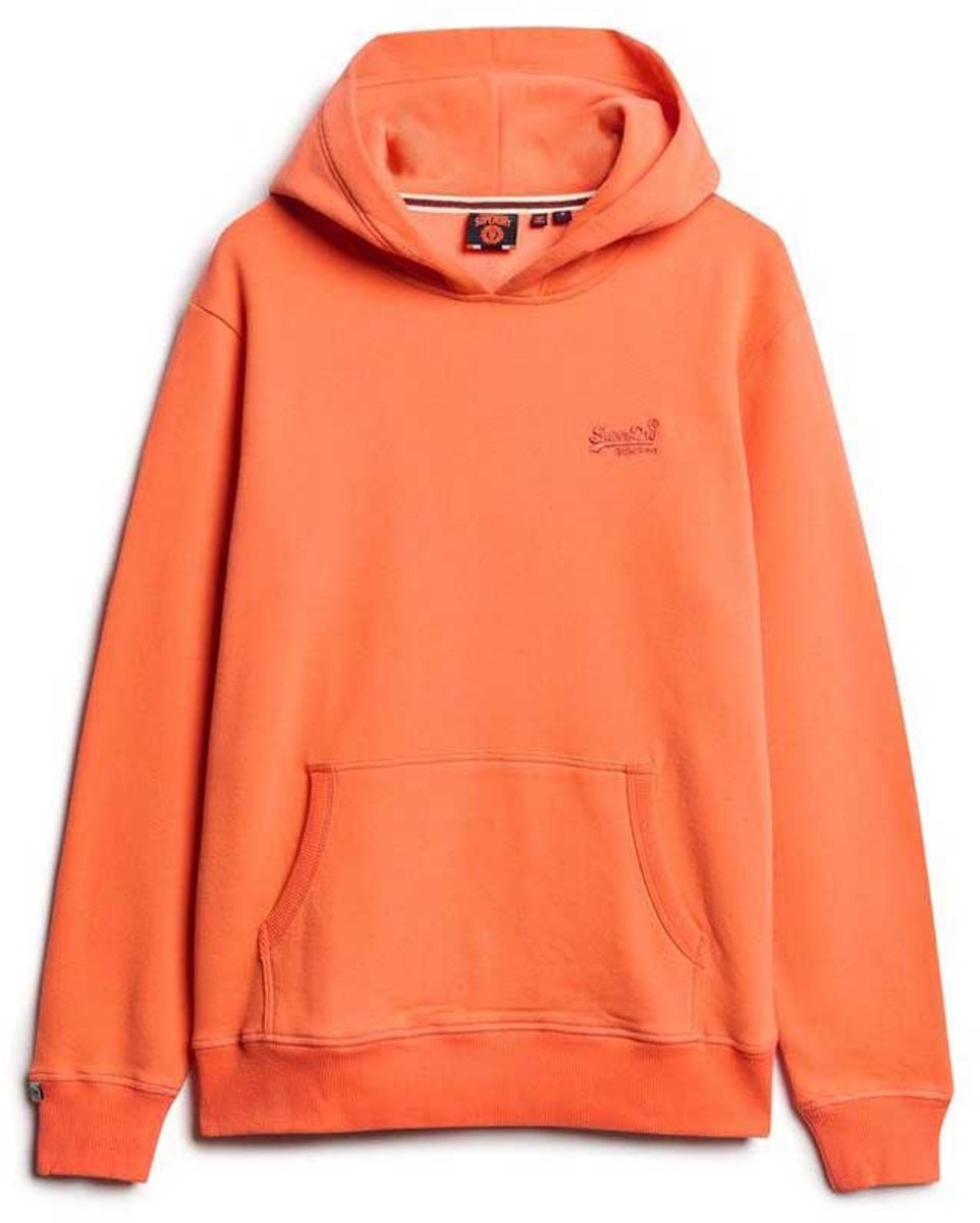 Superdry Essential hoodie met logo en halfgeborstelde voering Heren Hoodies Koraal