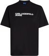 T-shirt noir Karl Lagerfeld à manches courtes avec le texte 'KARL LAGERFELD JEANS' en blanc sur la poitrine.