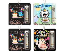 Allecto plus - Houten verjaardagsgeschenken - 4 stuks - Geldportemonnees en wenskaarten - Creatieve cadeaus voor vrouwen - Leuke ontwerpen - Originele verrassingen - Unieke presentjes voor verjaardagen - Handig en decoratief