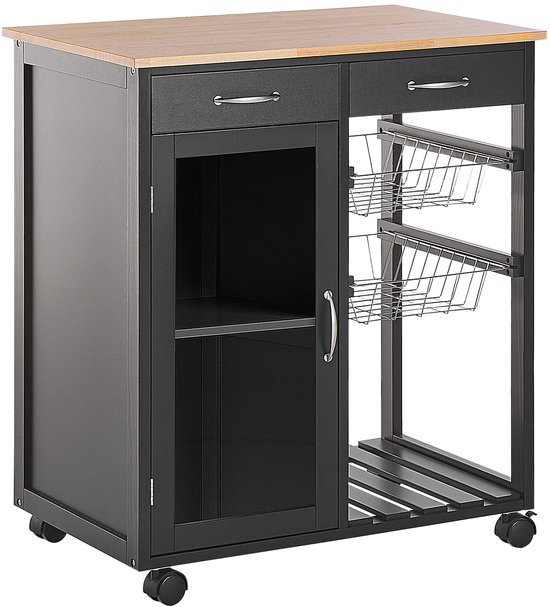 Beliani BOVES - Desserte de cuisine - Zwart - MDF