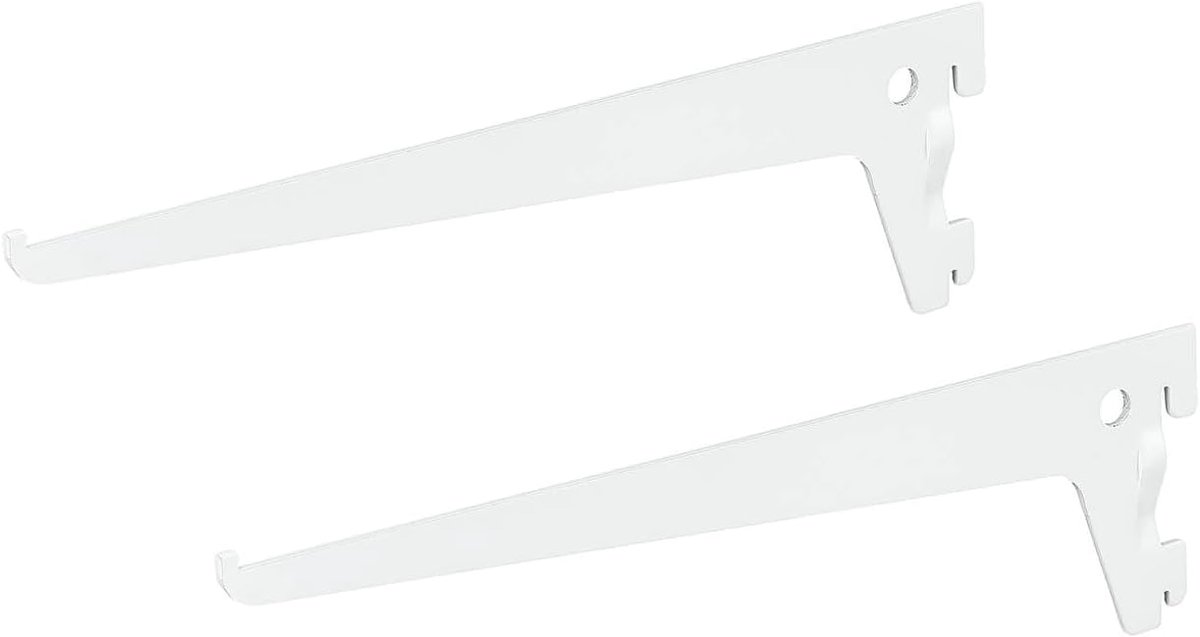 2 x siwitec enkelgatsdragers 400 x 50 mm in wit, plankdrager voor een plankrailsysteem