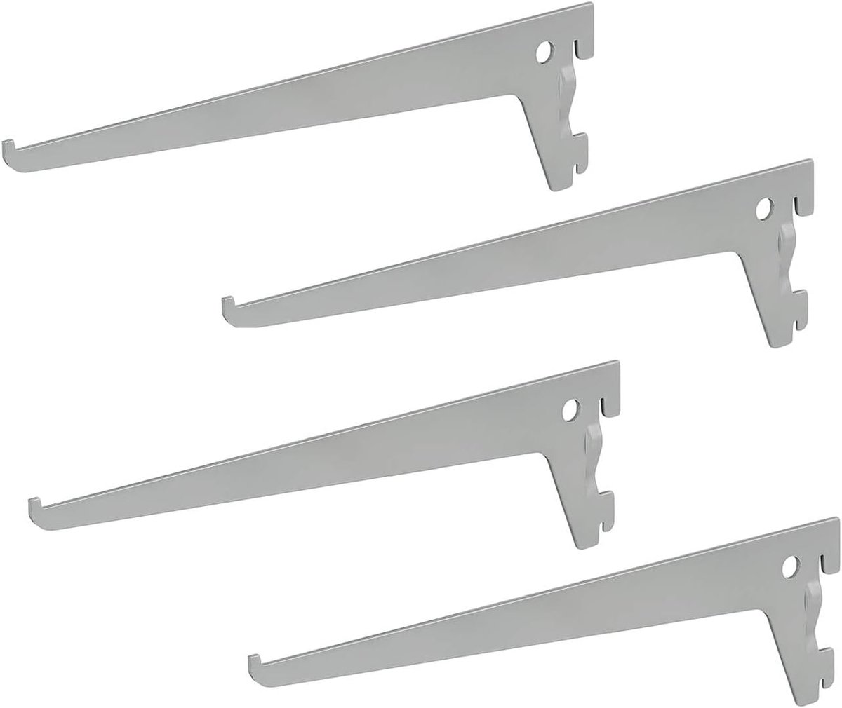 4 x siwitec enkelgatsdragers 150 x 50 mm in aluminium wit, plankdrager voor een plankrailsysteem