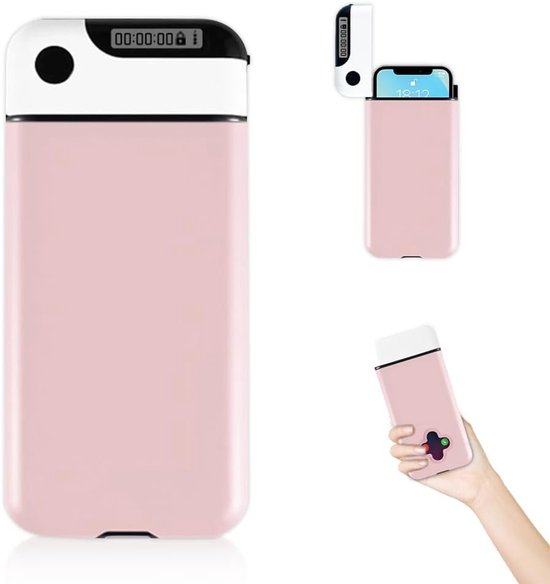 Telefoonkluis - Telefoontijdslot met timer - Telefoonkluis met tijdslot - Focus box - Smartphone lock - Smartphone kluis - Draagbare tijdvergrendelingsdoos - Timer - opbergdoos - voor focus en studeren - 205*95*20 mm - roze