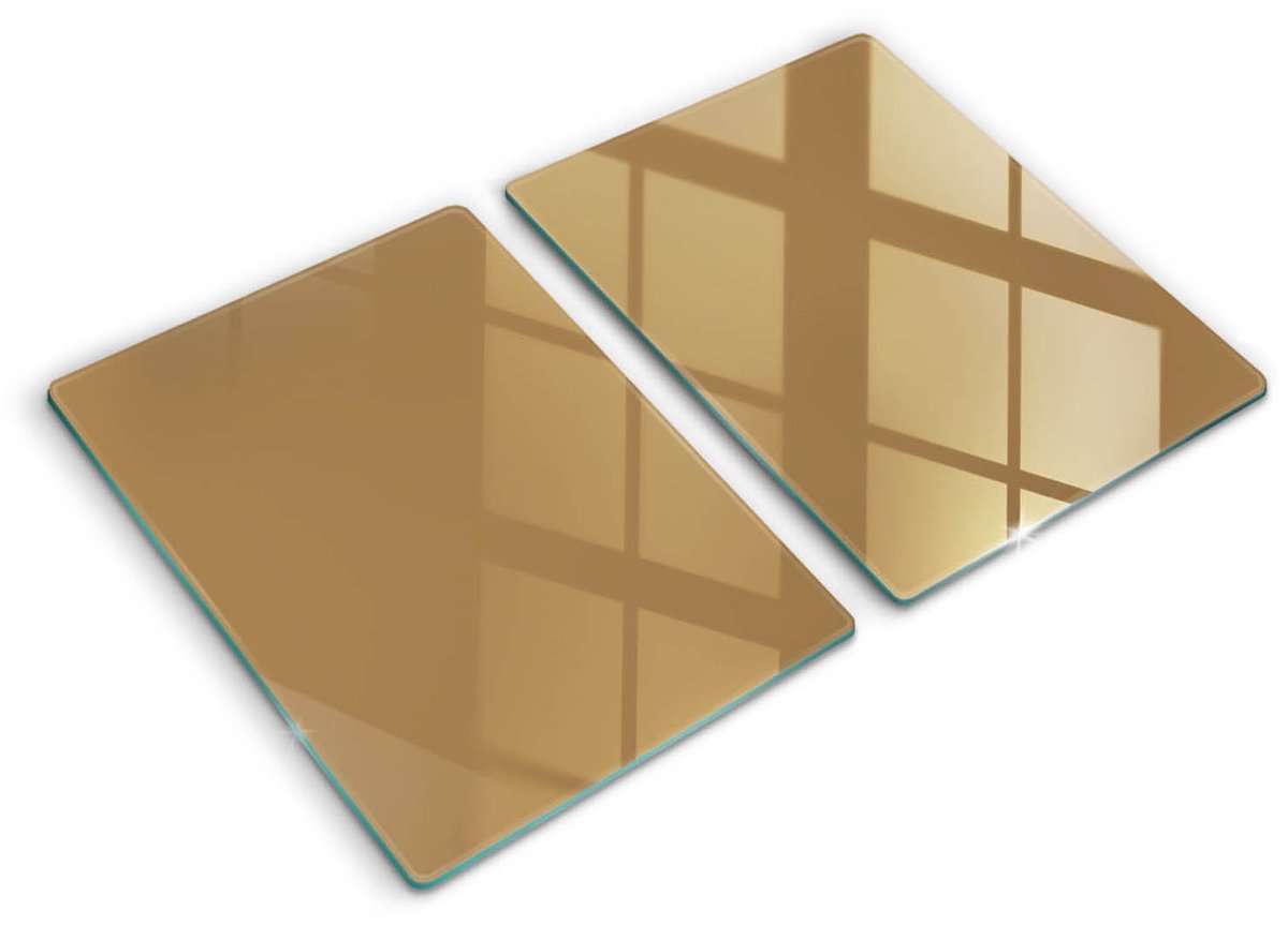 Wallfluent Glazen Snijplanken - Beige Snijplanken Glas - 2 stucks 40 cm x 52 cm - Donkerbeige Snijplanken van Glas - Hittebestendige Glazen Snijplank - Hygiënische Snijplank van Glas - Antislip Hakplank van Glas