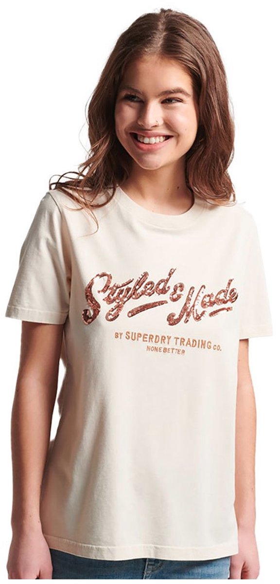 Superdry Vintage Script Style Ww T-shirt Met Korte Mouwen XS Vrouw Oatmeal
