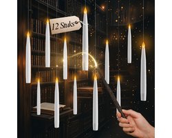 Comforder 12 Zwevende LED Kaarsen met Flikkerende Vlam - Floating Candles - Toverstok Afstandsbediening