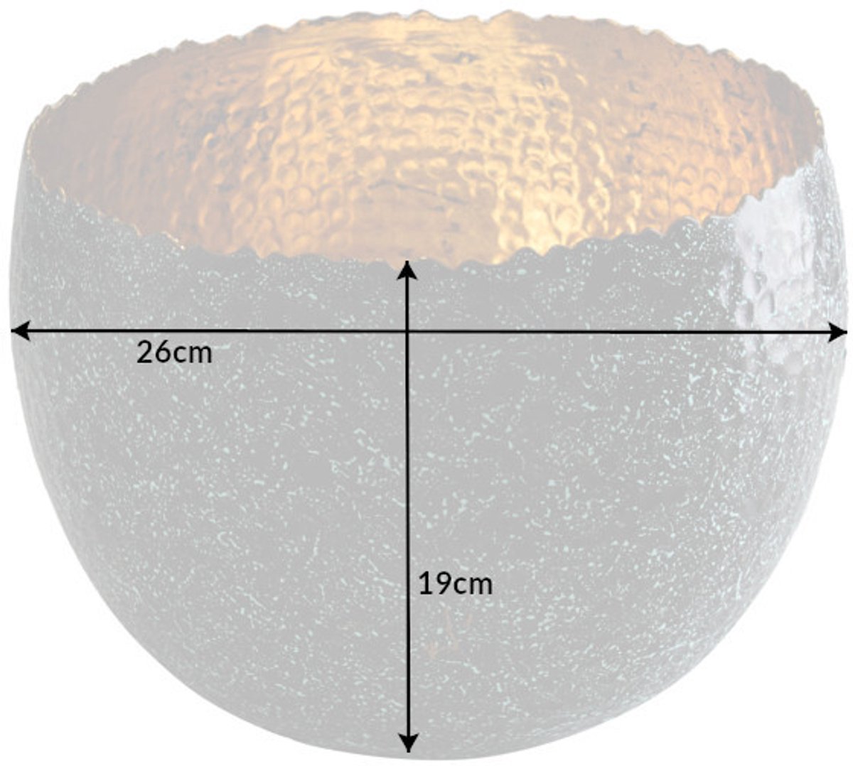 Handgemaakte decoratieve kom ORIENT 26cm zilver met patina in klassiek gehamerd ontwerp - 41563