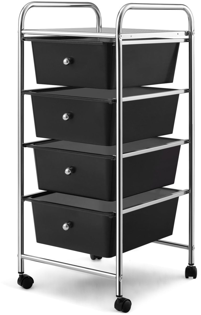 Azomor® Mobiele opbergwagen met vier ruime lades en stevig metalen frame