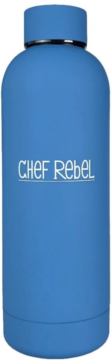 Chef Rebel® – Thermosfles – Drinkfles – Waterfles – Blauw – 500 ml – Gripcoating – Warme & koude dranken – Lekvrij – Koffiebeker – Theebeker