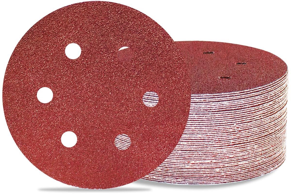 Allecto plus - Zandschijven 150 mm 50 stuks voor excentrische schuurmachine - 6 inch - 6-gaats - haak en lus - 100 Grits