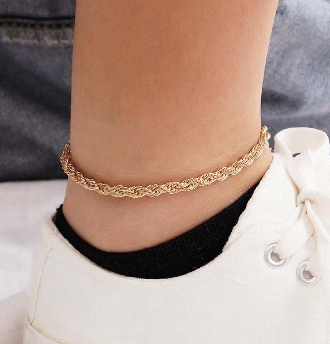 Twist enkelbandje | goud gekleurd