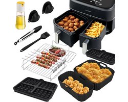 Allecto plus - Airfryer Accessoireset met Silicone Vorm en Grillrooster - 11-delige Set voor heteluchtfriteuse - Wafelvorm en Keukentang - Bakaccessoires - Compatibel met 6 l/3 l Modellen - Koken - Keukenaccessoires - Accessoires voor Friteuse