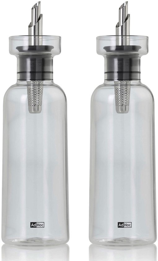 Carafe à huile et vinaigre AdHoc - Coffret huile et vinaigre - Set de 2 - 2x 300 ml