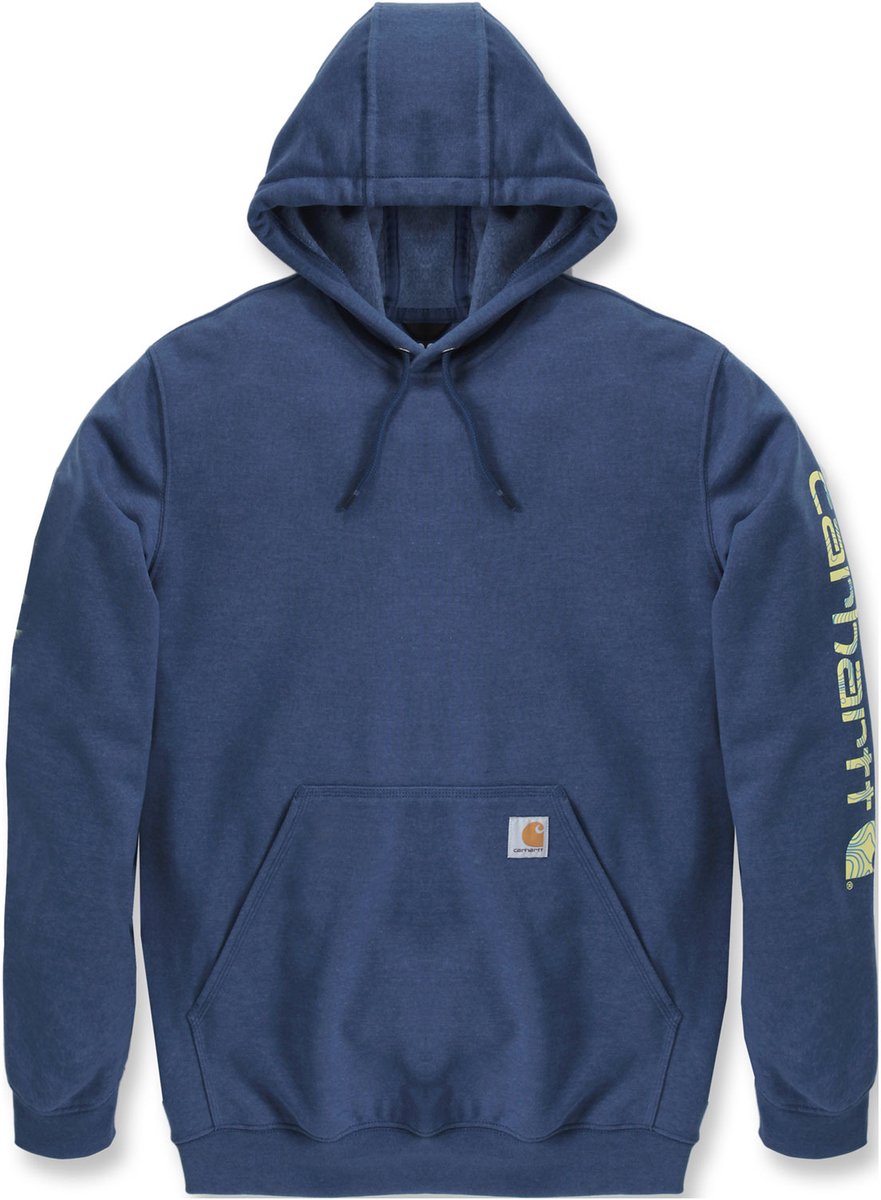 Carhartt Sleeve Logo Hooded Sweatshirt K288 -XL Deep Ocean Heather