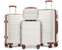 NaevaMi koffers - Kofferset - Kofferset 4 delig - Koffer Handbagage - koffer organizer set - S 28x21x15cm - M 55x40x22cm - L 65x41x26cm - XL 74x48x30cm - lichtgewicht - Ivoor