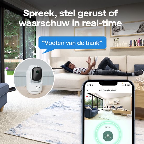 Arlo Essential3 2K PTZ beveiligingscamera voor binnen - 2 IP-Camera's van Arlo — afbeelding 3