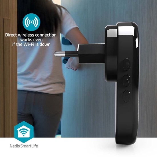 Nedis SmartLife Gong - RF, frequentie 433 MHz - Accessoire voor: WIFICDP11BK / WIFICDP21BK / WIFICDP31BK - Netvoeding - 55 melodieën - 110 - 240 V AC 50/60 Hz - Instelbaar volume - Zwart van Merkloos — afbeelding 4