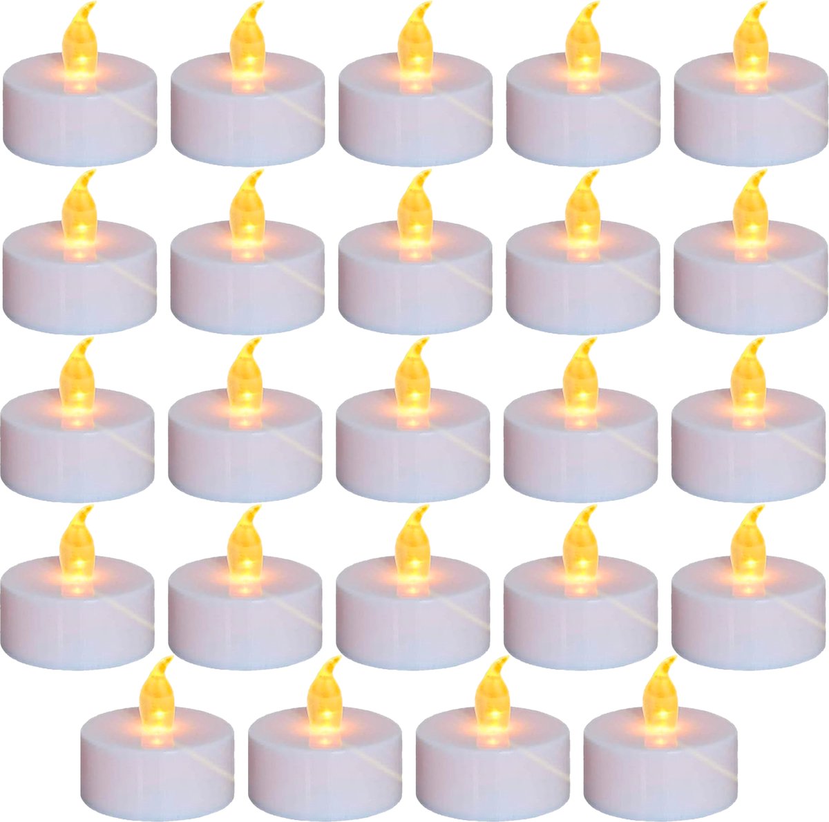 Aurae 24 Waxinelichtjes op Batterijen - 60+ branduren - Led Theelichtjes met Flikkerende Vlam - Led Kaarsen - Kerstverlichting - Kerst Kaarsen