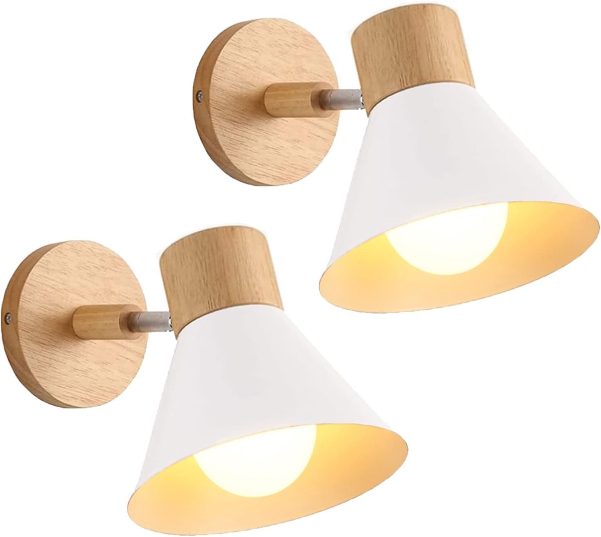 Moderne Verstelbare Wandlamp voor Binnen - Industriële Wandverlichting Houten Design Ø18cm