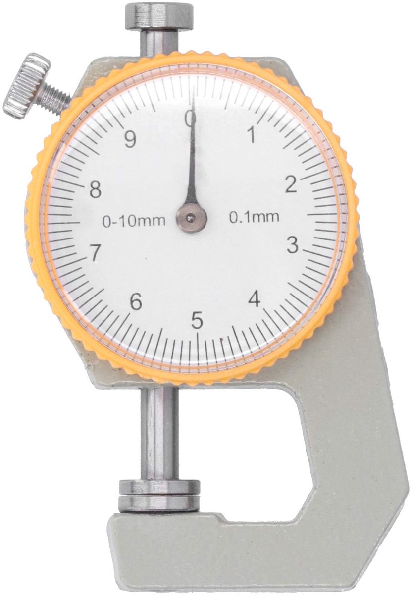 Dikmeter tester, wijzerplaat platte kop handmatig meetgereedschap voor doe-het-zelf gelooid leerhars, papier hout handwerk (0-10 mm)