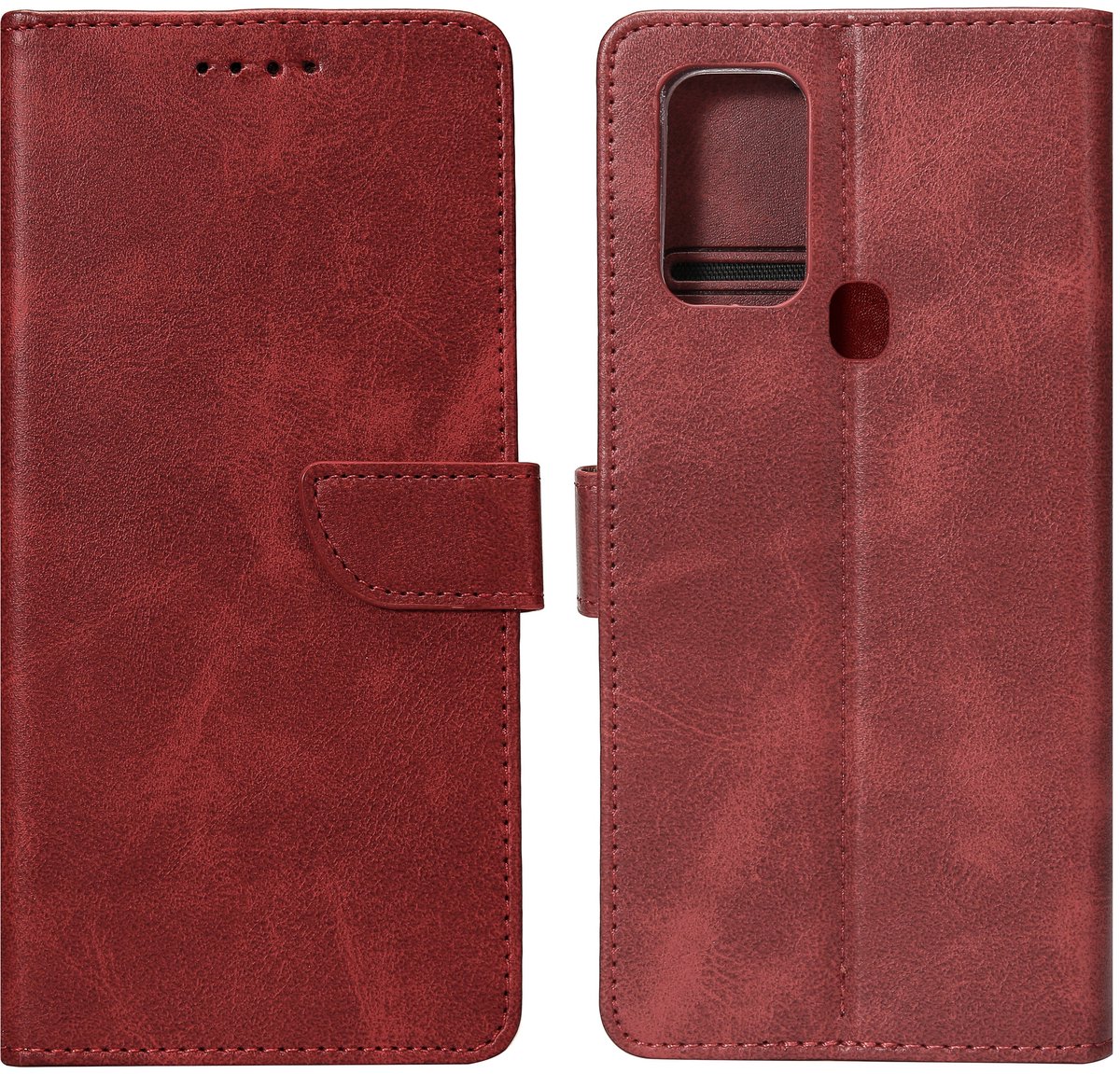 Rixus Bookcase For Samsung Galaxy A21s Dark Red
