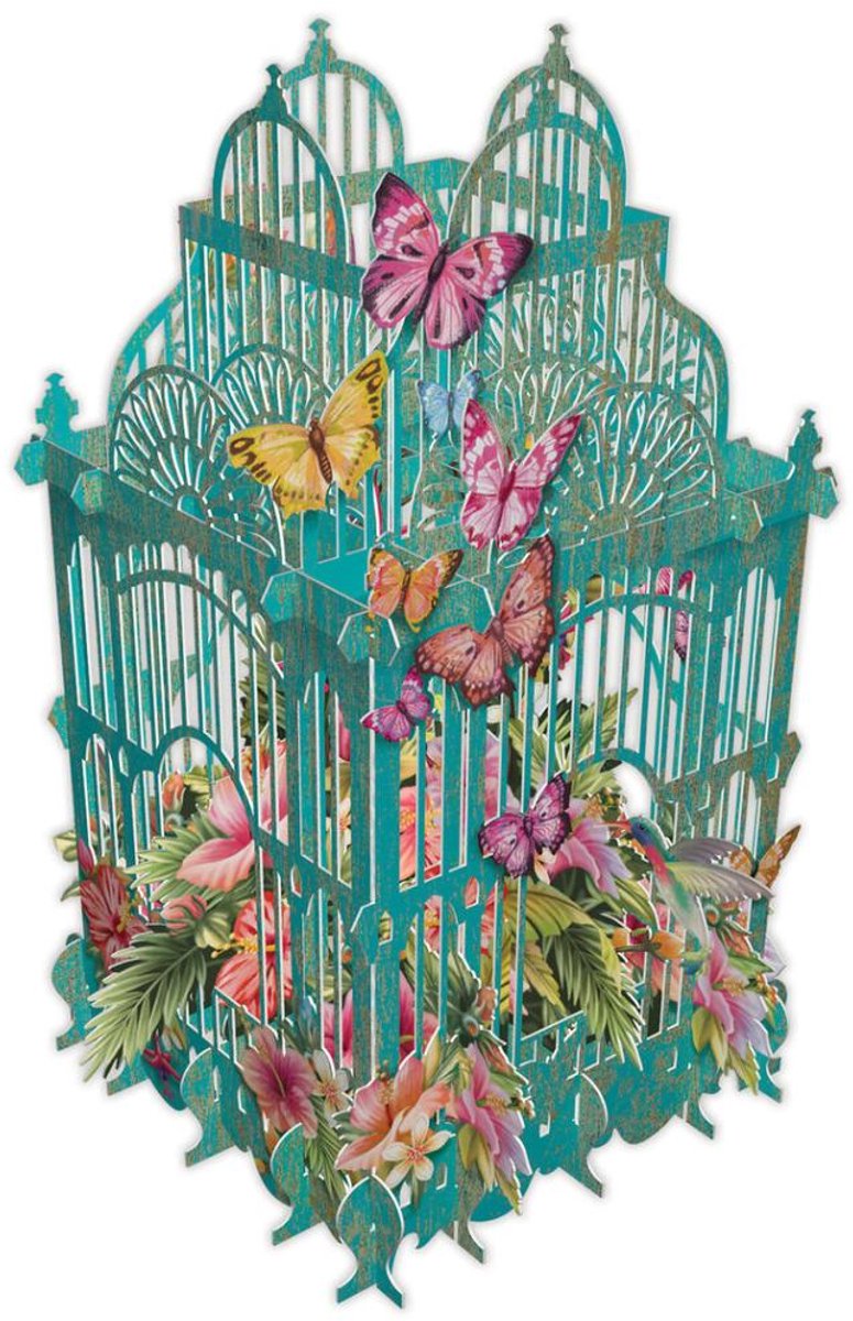 3D Wenskaart Tropical Cage – Luxe Laser Cut Kaart met Envelop