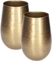 Atmosphera - Bloemenvaas - 2x - stijlvol metaal - 23 x 15 cm - metallic goud
