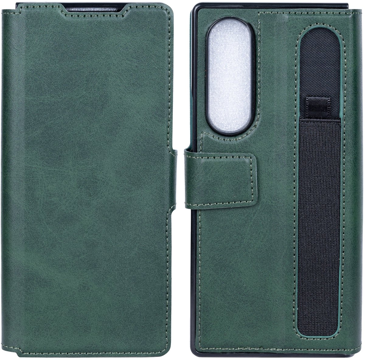 Rixus Wallet Case With Pen Holder For Samsung Galaxy Z Fold4 Green