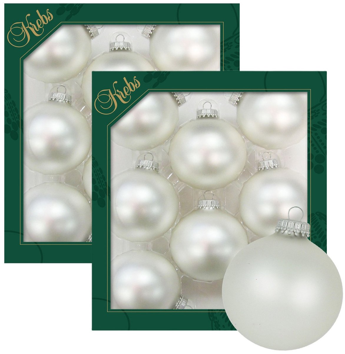 Krebs kerstballen - 16x stuks - parel grijs - glas - 7 cm - mat -