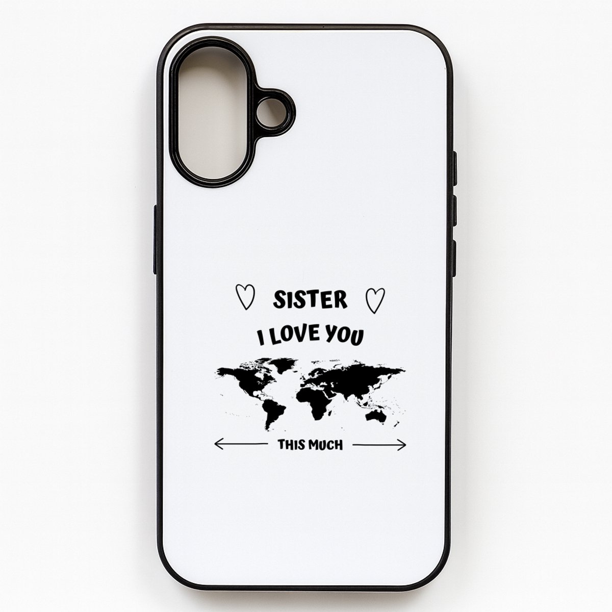 Hacebo® - sister I love you this much telefoonhoesje - Zus - geweldige zus - telefoonhoesjes - liefste zus - verjaardag - cadeau - kado - bedankje - geschenk - hoesje geschikt voor iPhone 16
