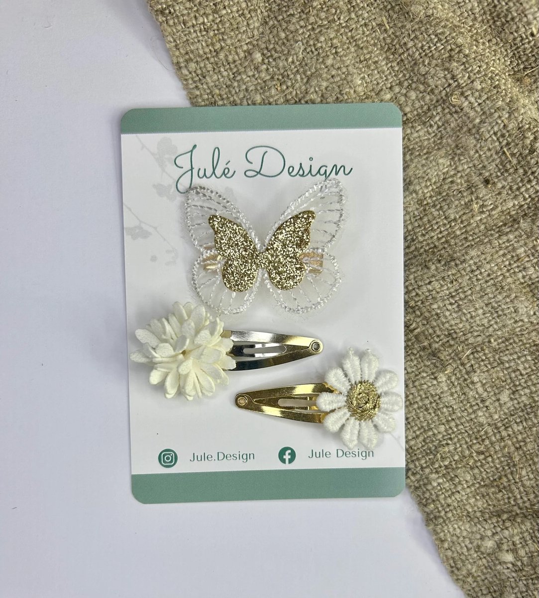 Julé Design haarspeldjes Maud wit / goud