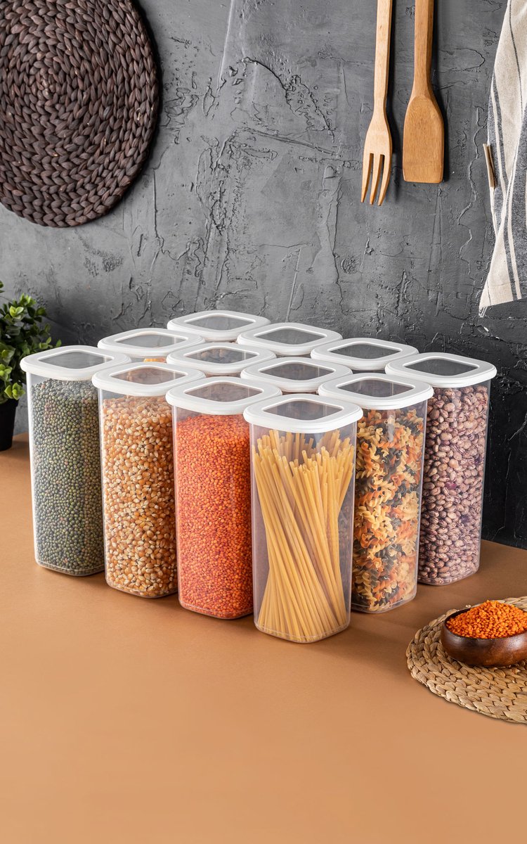 Asir opbergboxset (12 stuks) – wit – 10 x 24,5 x 10 cm