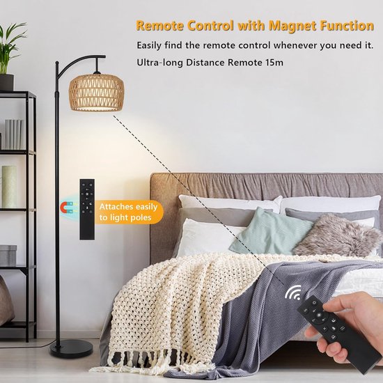 OUTON Moderne Dimbare Vloerlamp met Afstandsbediening en APP-bediening