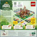 De achterkant van de LEGO Monkey Palace bordspel doos met een bruine, oranje en beige toren, apen en speelinstructies.
