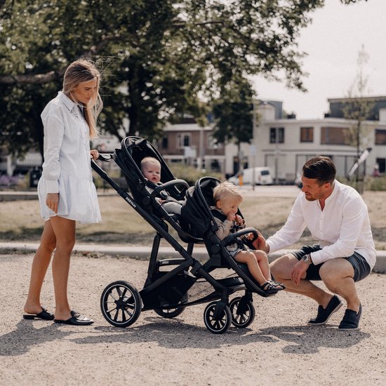 Deryan Evy V2 Duo Kinderwagen - Uitbreidbaar - Extra zitje - Zwart