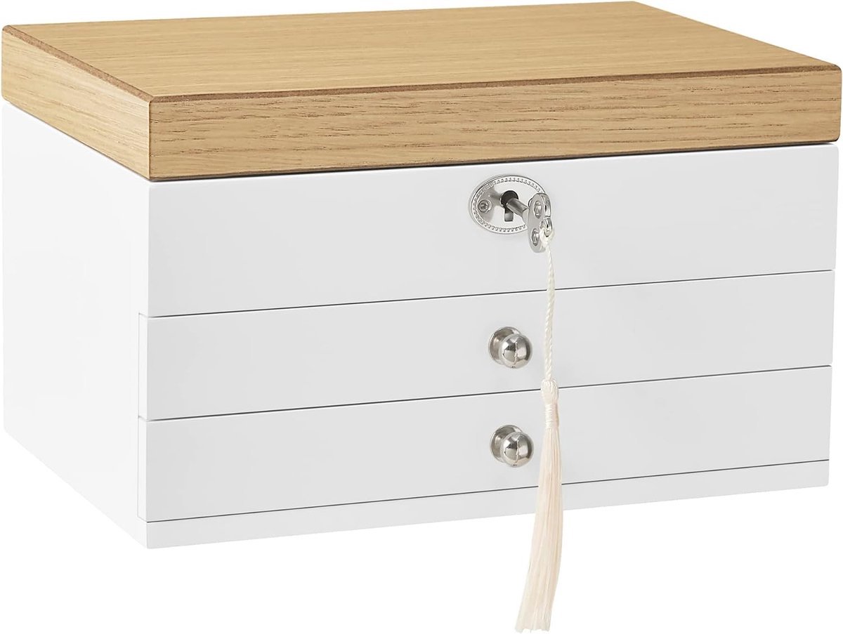 Hoppa! - Sieradendoos - 3-laags - Juwelendoos - Met Lades - Wit